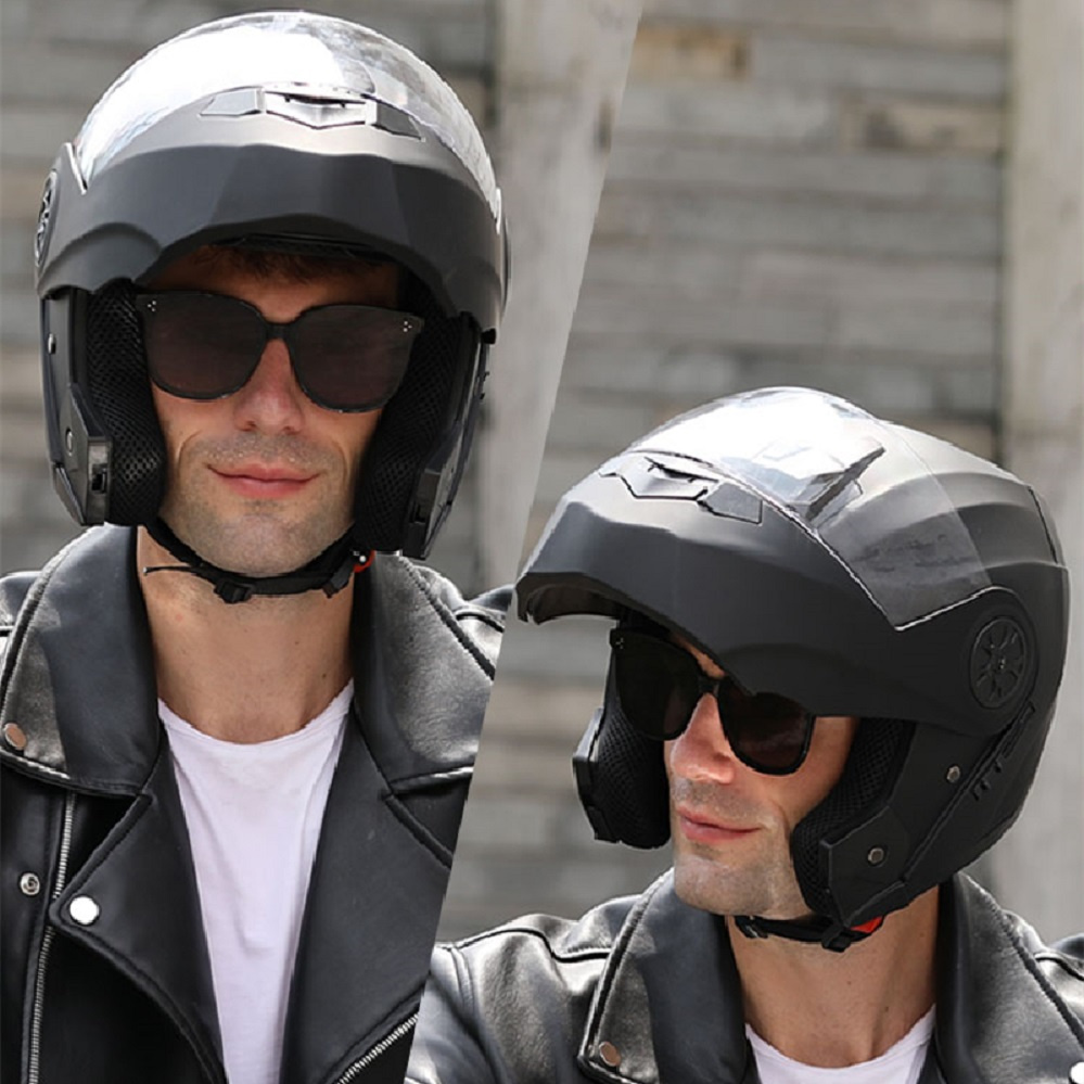 خوذة دراجة نارية بعدسة مزدوجة  - مراجعة Full Face Motorcycle Helmet With Bluetooth وسعره