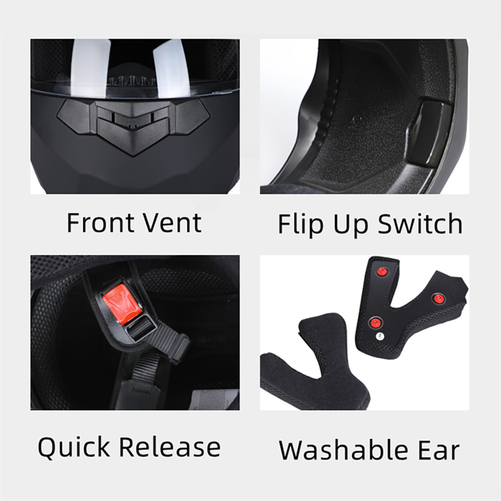 خوذة دراجة نارية بعدسة مزدوجة  - مراجعة Full Face Motorcycle Helmet With Bluetooth وسعره