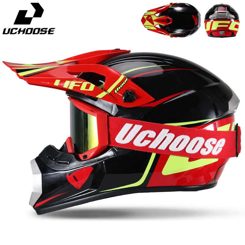طقم خوذة موتوكروس من يوتشويس ل - مراجعة Off Road Motocross Helmet Goggles Set وسعره